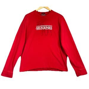 Abercrombie & Fitch VTG Long Sleeve Shirt Muscle 22" Chest Moose Logo Spell Out